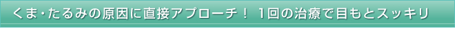くま・たるみの原因に直接アプローチ！1回の治療で目もとスッキリ